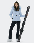 Light Blue ski jacket storm hood and cuff detail – HIGH EXPERIENCE
