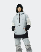 Women's ski hoodie pullover jacket front view in Black-Blue – HIGH EXPERIENCE
