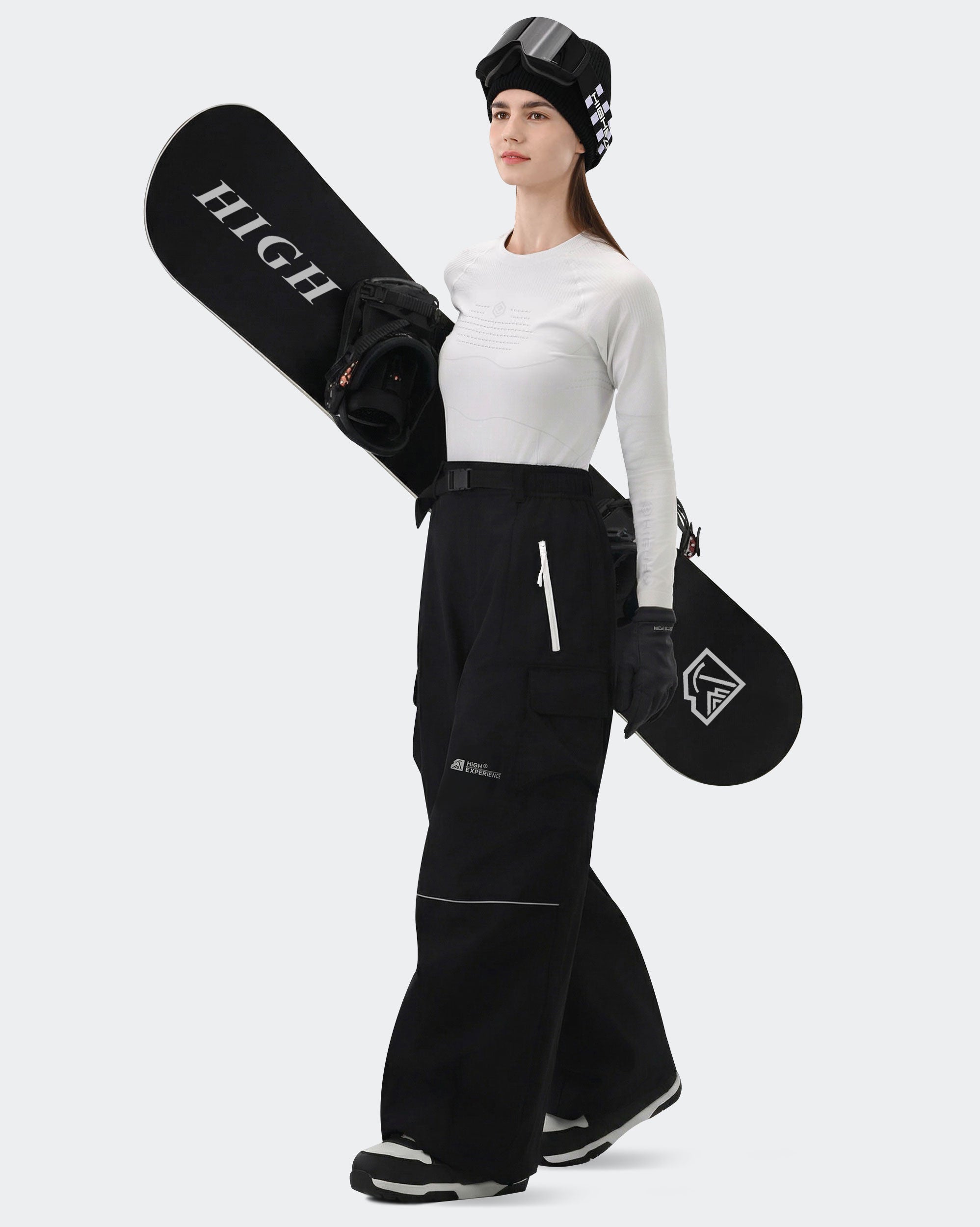 HIGH EXPERIENCE Women's Snowboard Pants | Baggy Waterproof Insulated Ski Pants