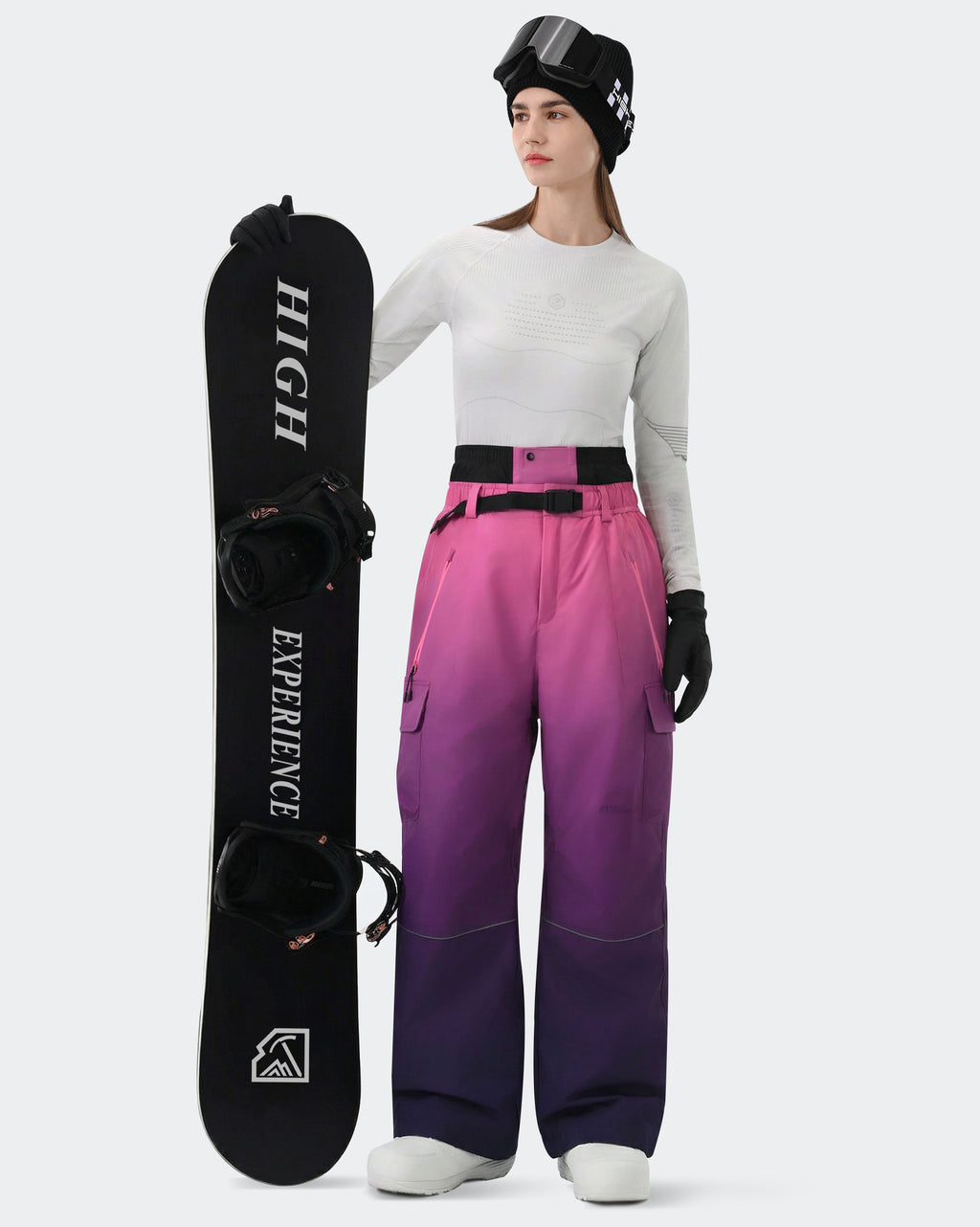 HIGH EXPERIENCE Women's Snowboard Pants | Baggy Waterproof Insulated Ski Pants