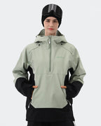 Women's 3-layer ski jacket with RECCO reflector front view in Light Green – HIGH EXPERIENCE
