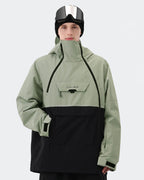 Men's 3-layer anorak ski jacket front view in Light Green – HIGH EXPERIENCE
