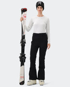 Black Women's Snowboard Pants Slim Fit On Model | HIGH EXPERIENCE