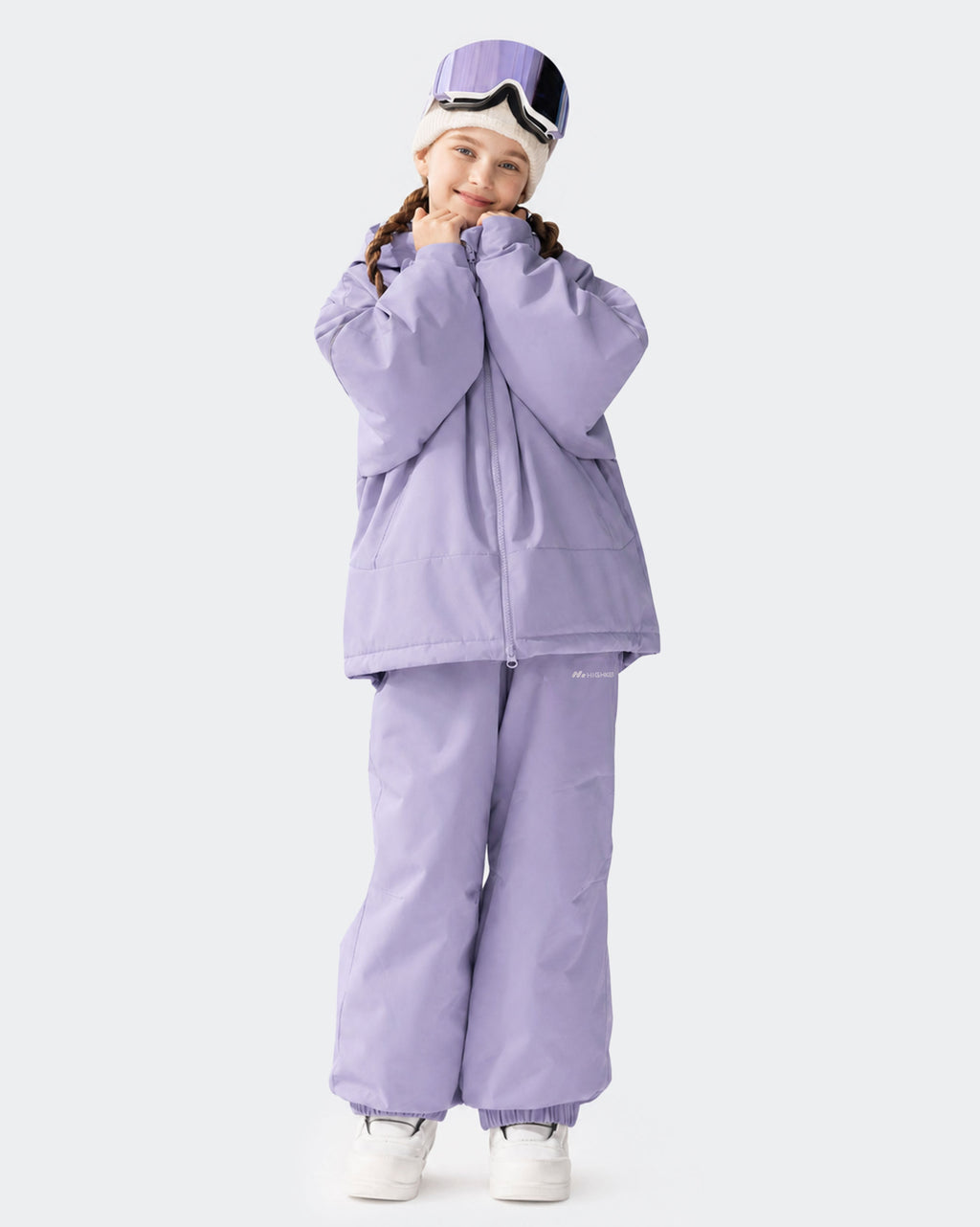 High Experience Kids Ski Jacket Lilac Purple Detail - YKK Zipper Reflective Strip Kids Ski Coat
