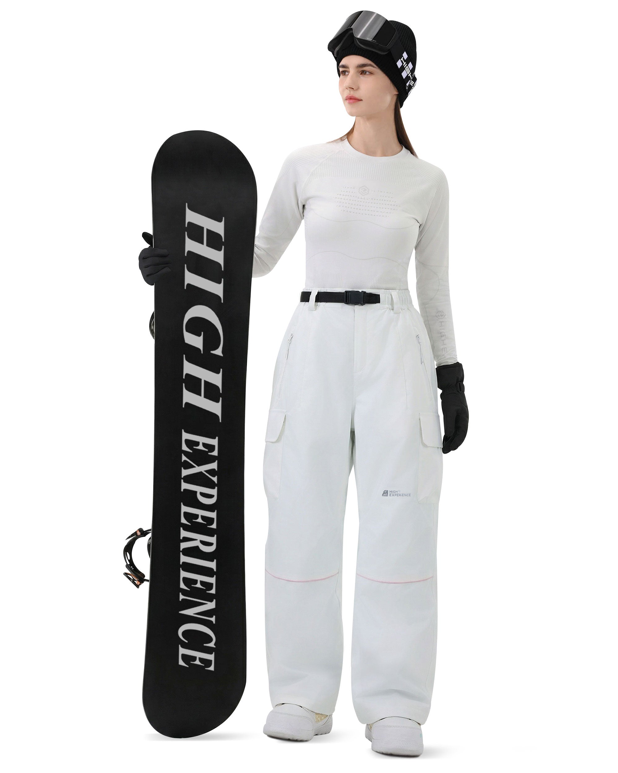 HIGH EXPERIENCE Women's Snowboard Pants | Baggy Waterproof Insulated Ski Pants