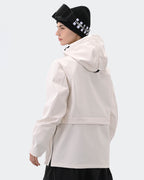 Pink ski hoodie pullover back view – women's snowboard outerwear
