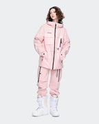 Women wearing Pink Gradient waterproof ski jacket mountain adventure
