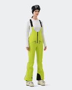 HIGH EXPERIENCE Women's Ski Bib Pants Light Green – Waterproof Insulated Snow Overalls, Detail Close-up