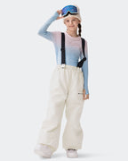 HIGH EXPERIENCE Kids Ski Pants - White, Child Wearing Suspender Ski Pants