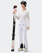 White Women's Snowboard Pants Slim Fit On Model | HIGH EXPERIENCE