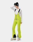 HIGH EXPERIENCE Women's Ski Bib Pants Light Green – Waterproof Insulated Snow Overalls, On-Model Lifestyle
