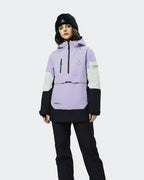 Women's ski hoodie pullover jacket front view in Black-Purple – HIGH EXPERIENCE
