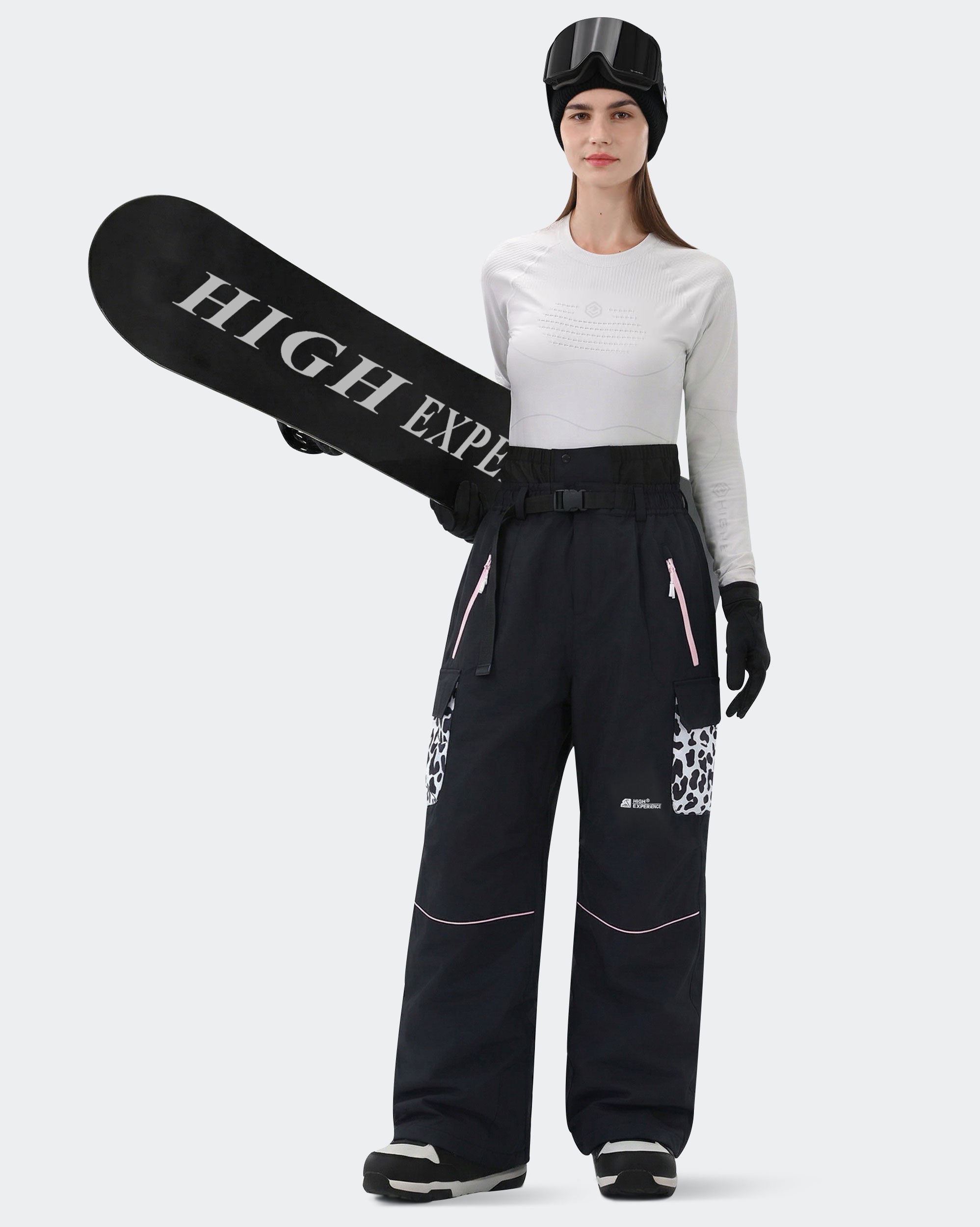 HIGH EXPERIENCE Women's Snowboard Pants | Baggy Waterproof Insulated Ski Pants