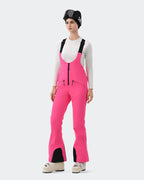 HIGH EXPERIENCE Women's Ski Bib Pants Hot Pink – Waterproof Insulated Snow Overalls, On-Model Lifestyle
