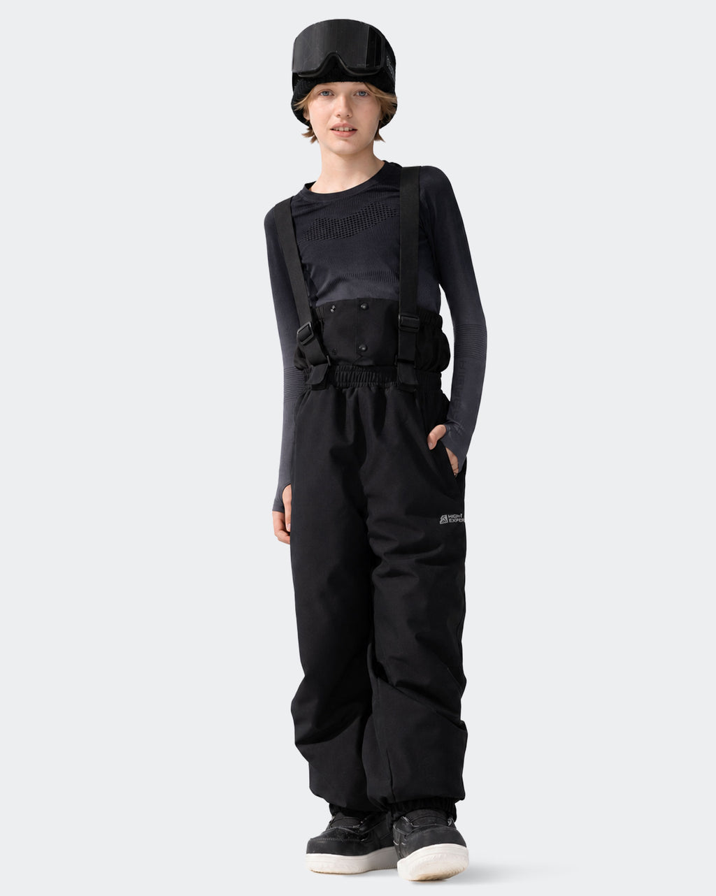 HIGH EXPERIENCE Kids Ski Pants - Black Full Body, Graphene Thermal Snow Pants