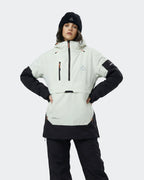 Women's ski hoodie pullover jacket front view in Black-White – HIGH EXPERIENCE
