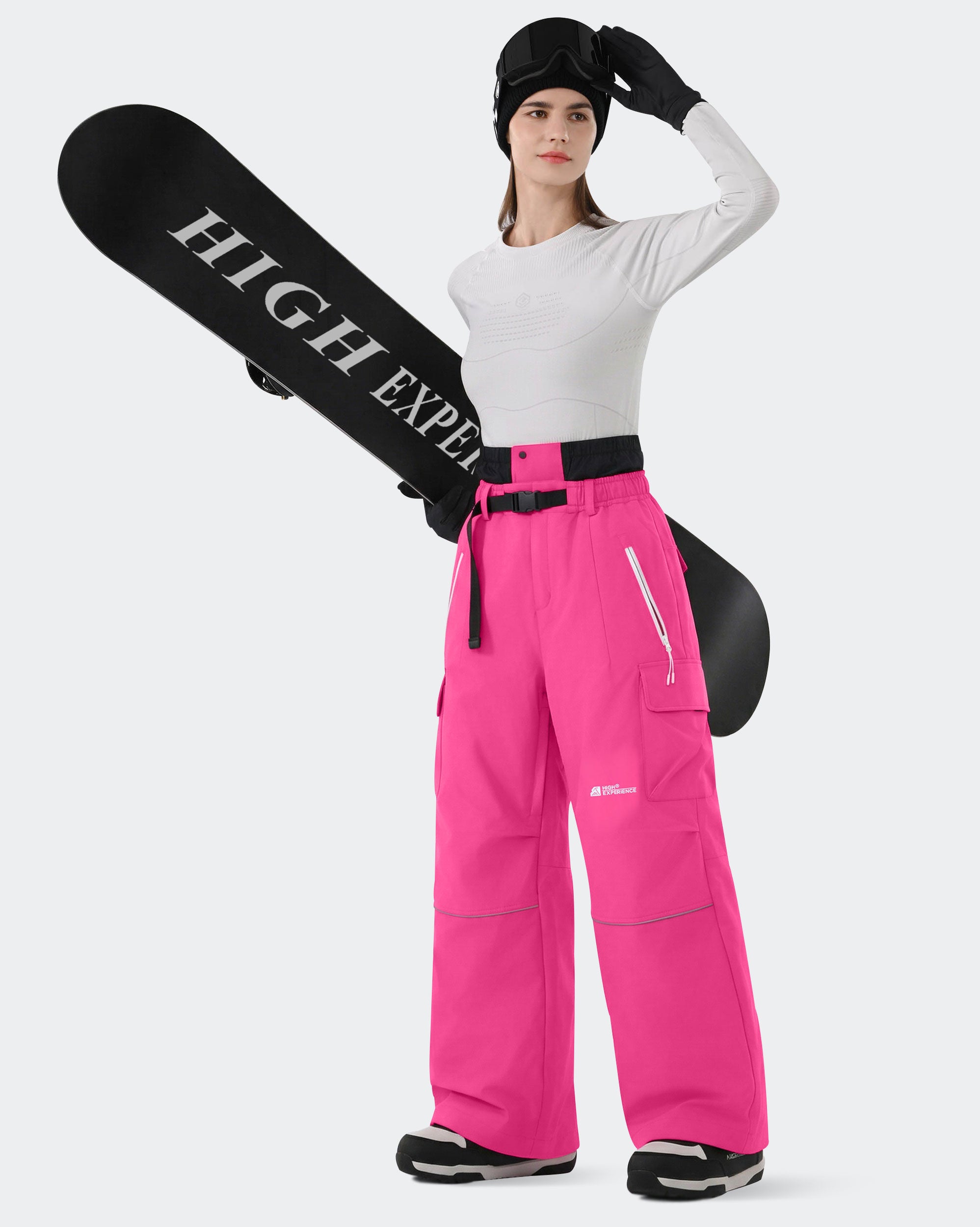 HIGH EXPERIENCE Women's Snowboard Pants | Baggy Waterproof Insulated Ski Pants