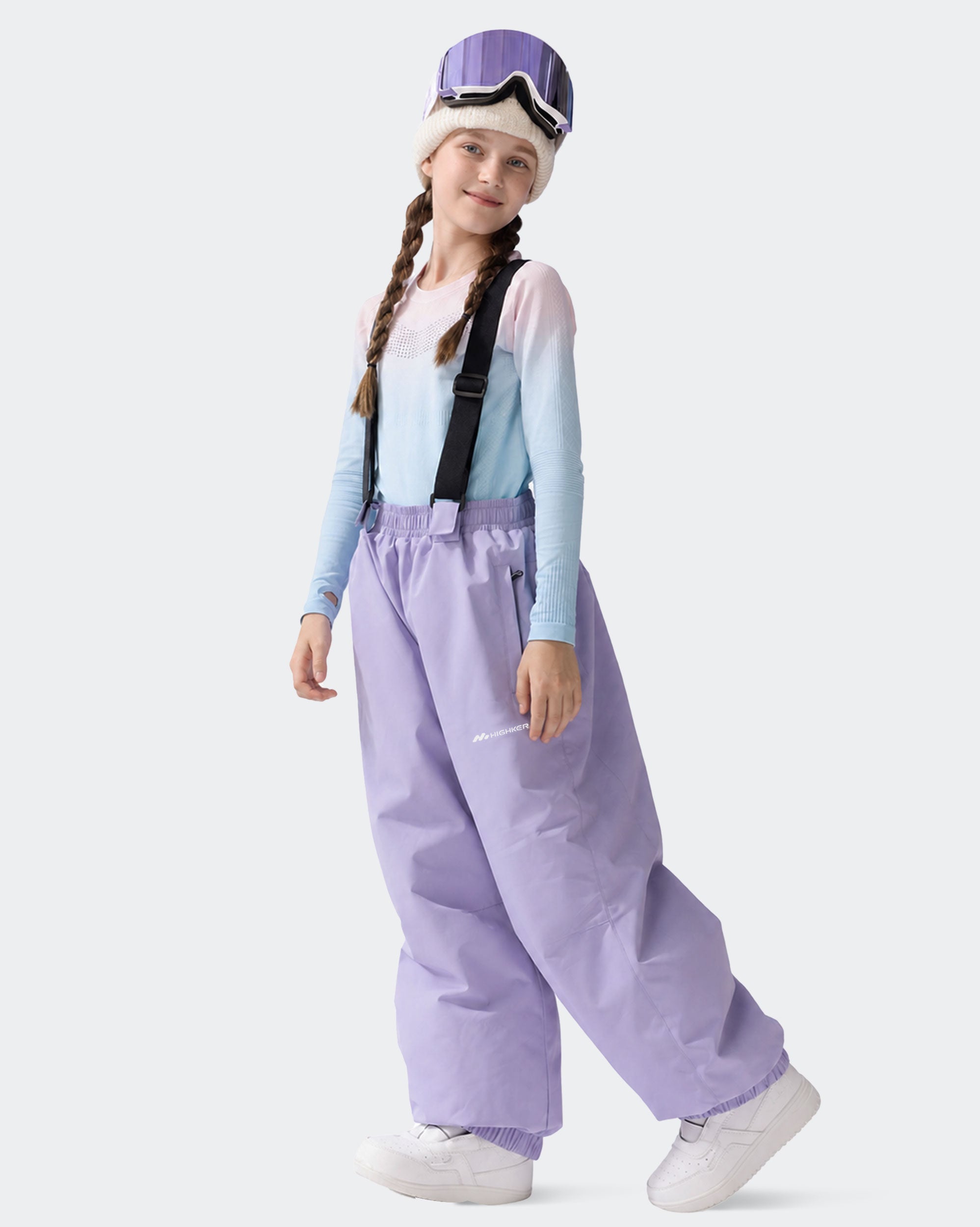 HIGH EXPERIENCE Kids Ski Pants - Purple Full Body, Graphene Thermal Snow Pants