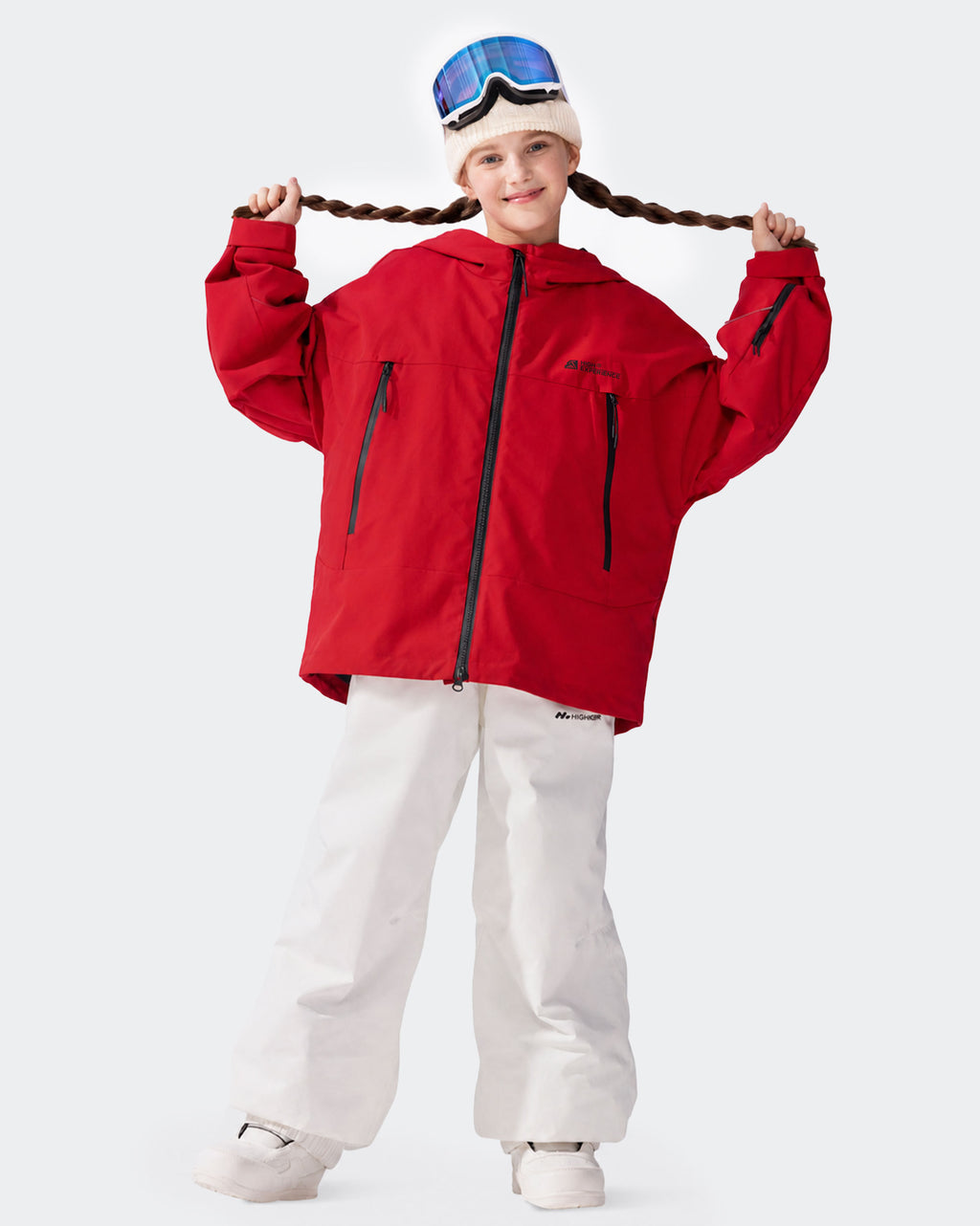 High Experience Kids Ski Jacket Red Back View - Graphene Thermal Boys Girls Snow Jacket