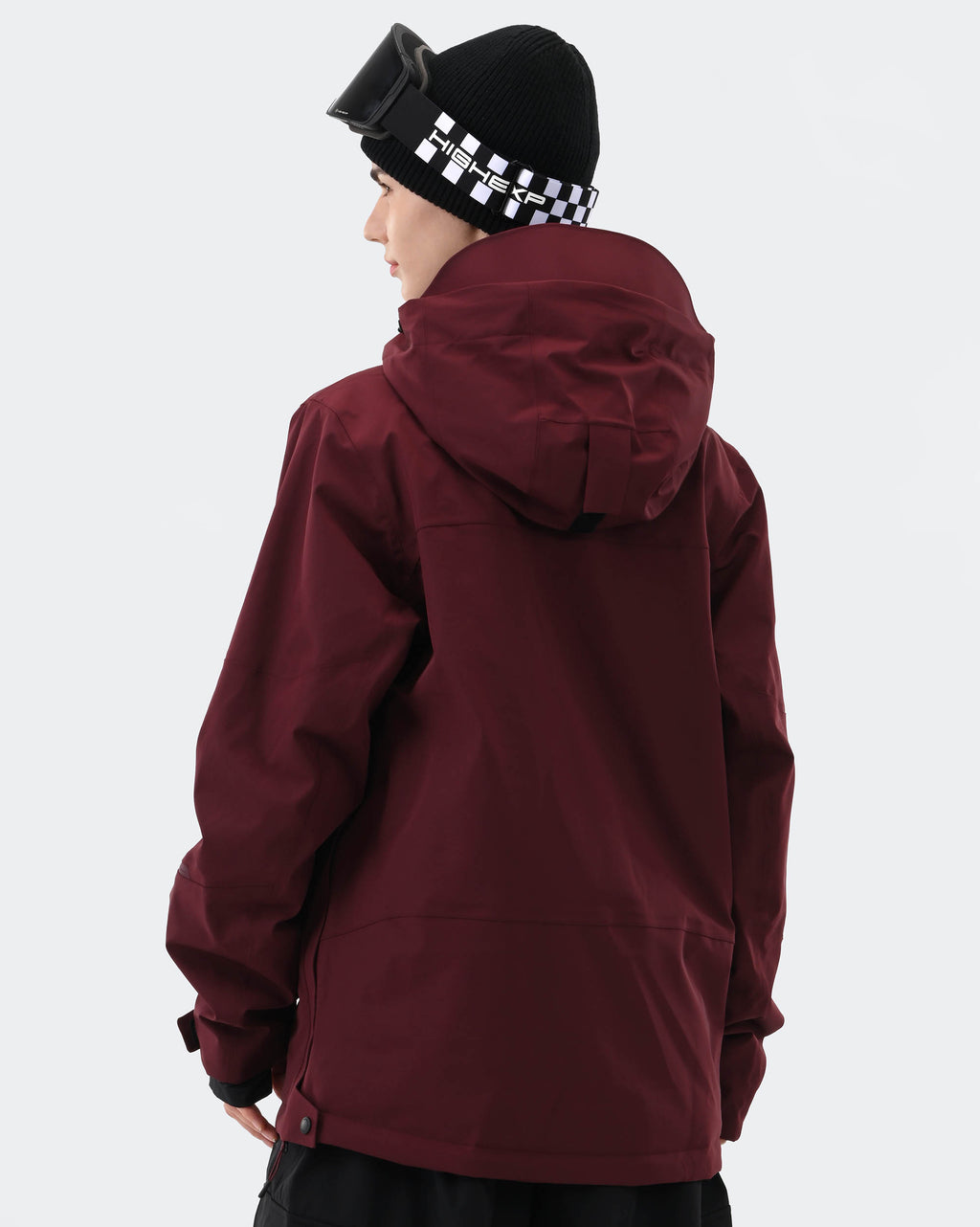 Red 3L waterproof ski jacket back view – women's snowboard coat
