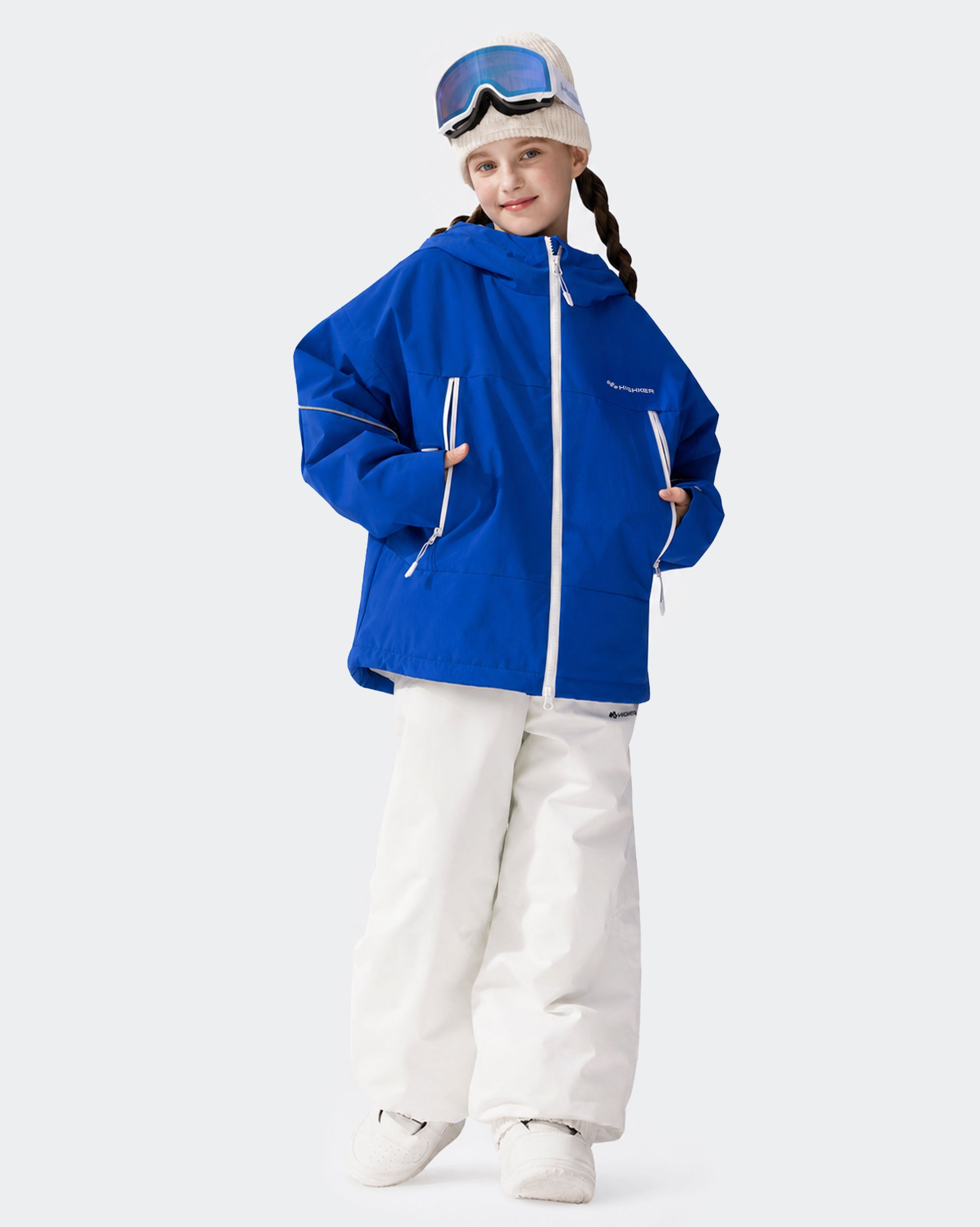 High Experience Kids Ski Jacket Klein Blue Back View - Graphene Thermal Boys Girls Snow Jacket