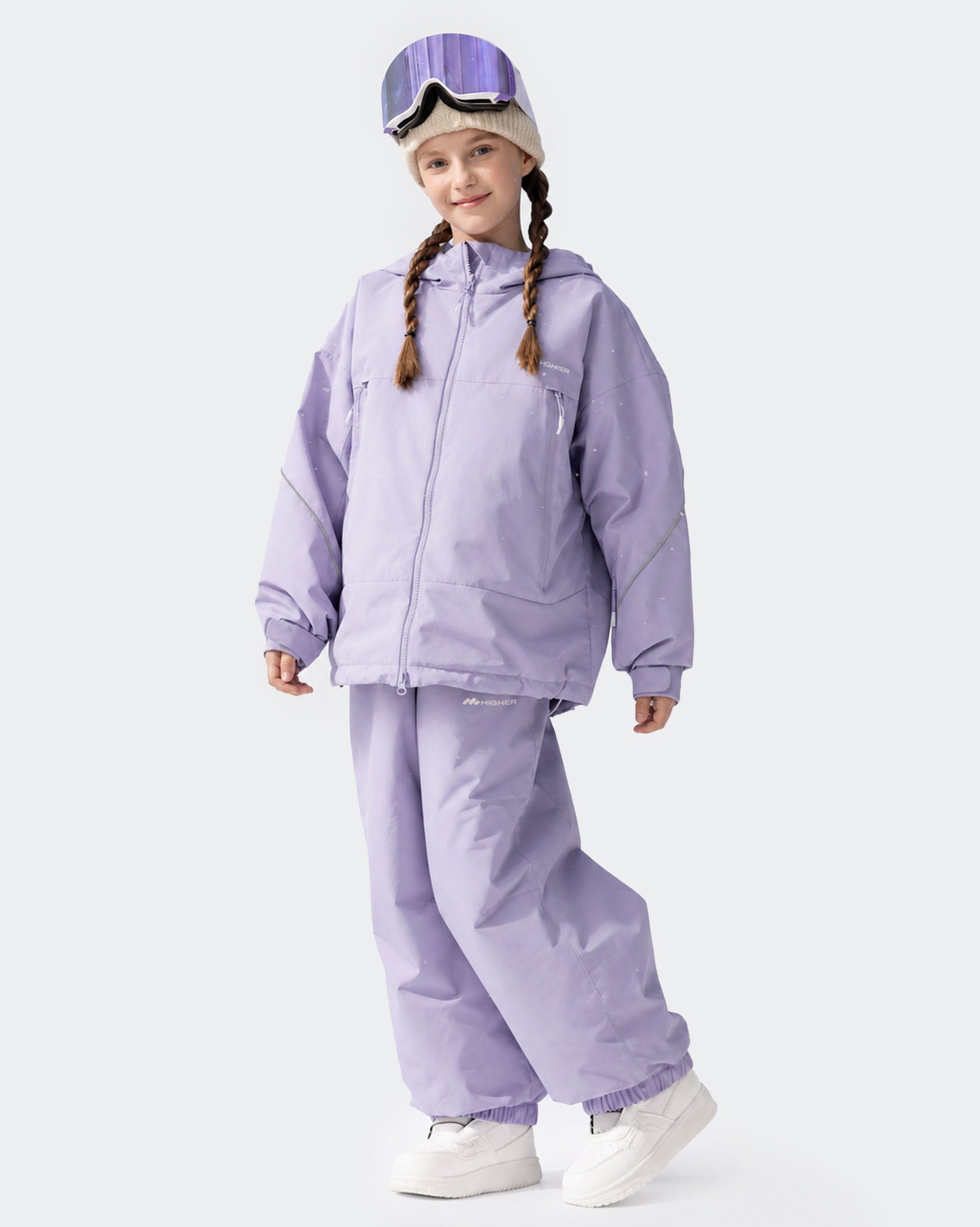 High Experience Kids Ski Jacket Lilac Purple Back View - Graphene Thermal Boys Girls Snow Jacket