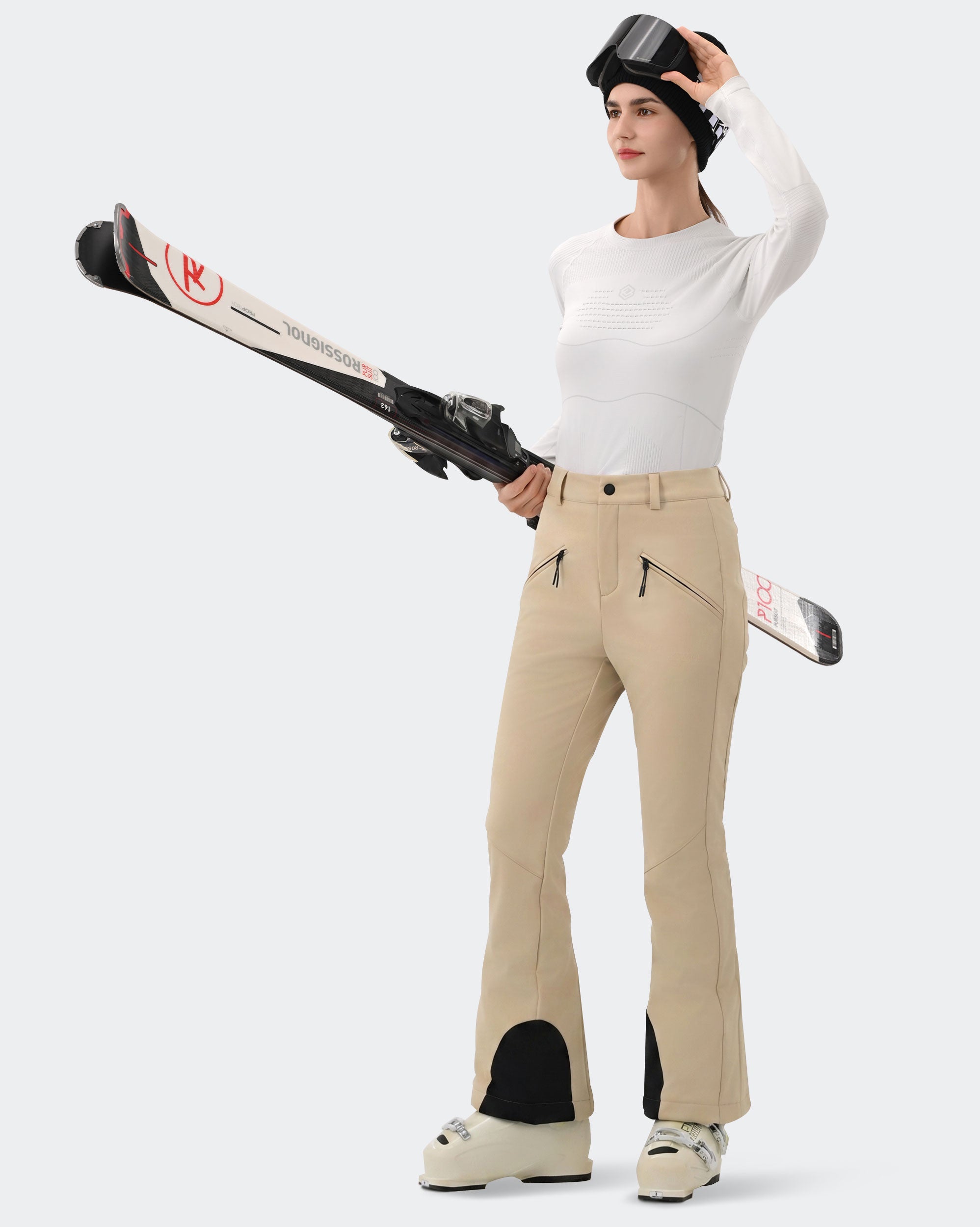 Khaki Ski Pants High Stretch 3L Fabric Winter Sports | HIGH EXPERIENCE