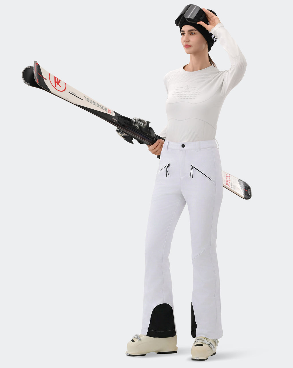 White Ski Pants High Stretch 3L Fabric Winter Sports | HIGH EXPERIENCE