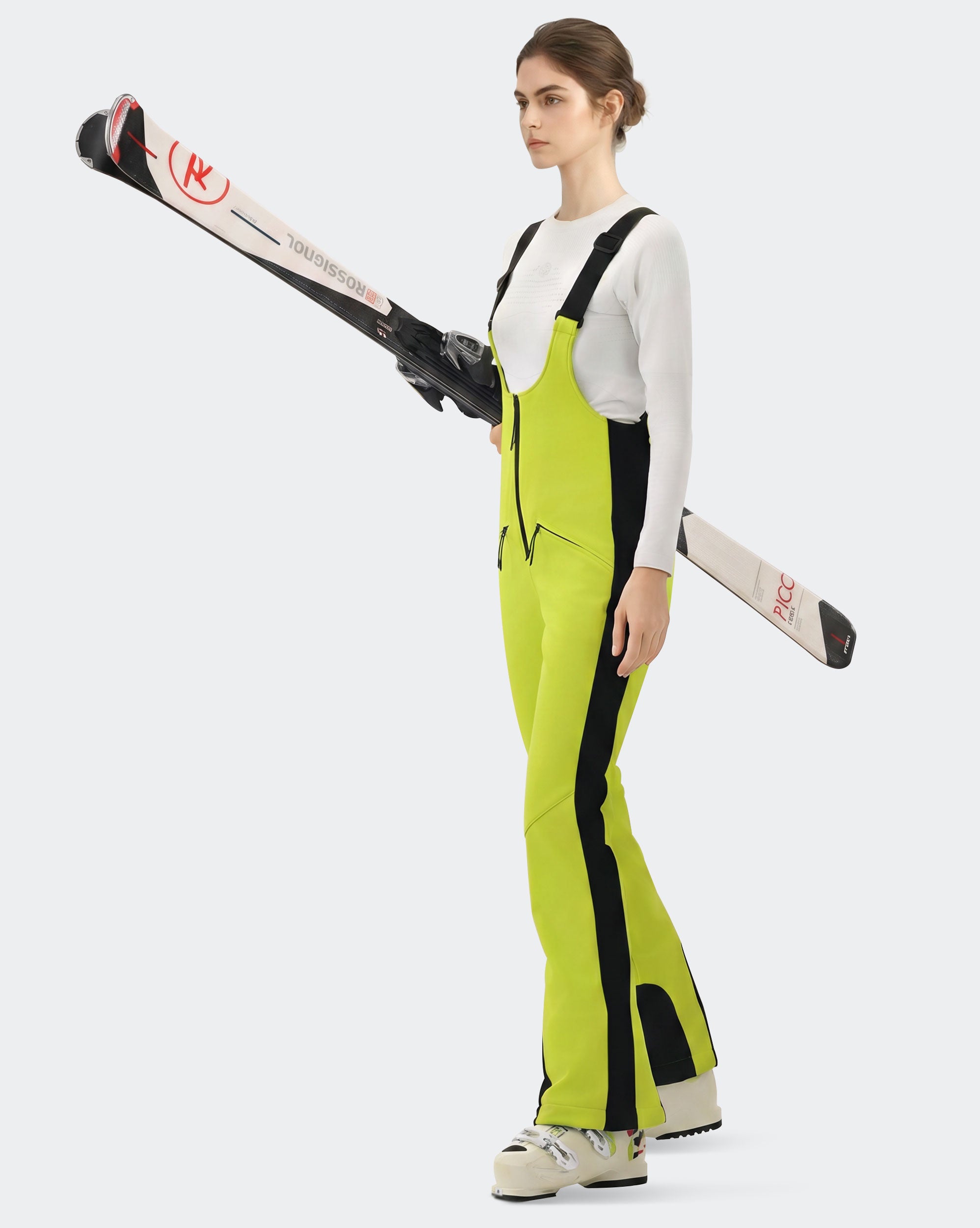 HIGH EXPERIENCE Women's Slim Fit Ski Bib Pants - Light Green - Lifestyle