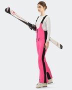 HIGH EXPERIENCE Women's Slim Fit Ski Bib Pants - Pink - Lifestyle