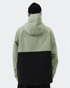 Light Green 3L waterproof snowboard jacket back view – men's anorak outerwear

