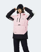 Black-Pink ski hoodie silhouette and loose fit detail
