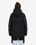 Women's baggy ski jacket back view in Black – HIGH EXPERIENCE