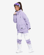 Women's baggy ski jacket side view in Light Purple – HIGH EXPERIENCE