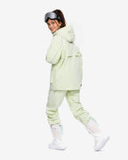 Women's baggy ski jacket back view in Sage Green – HIGH EXPERIENCE