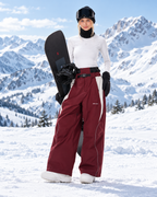 Αδιάβροχο φαρδύ παντελόνι σκι και snowboard 3 στρώσεων High Experience – Κόκκινο