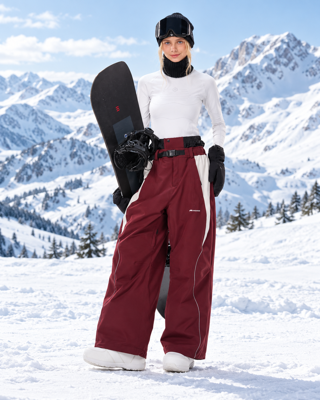 High Experience 3L Waterproof Baggy Ski & Snowboard Pants – Red