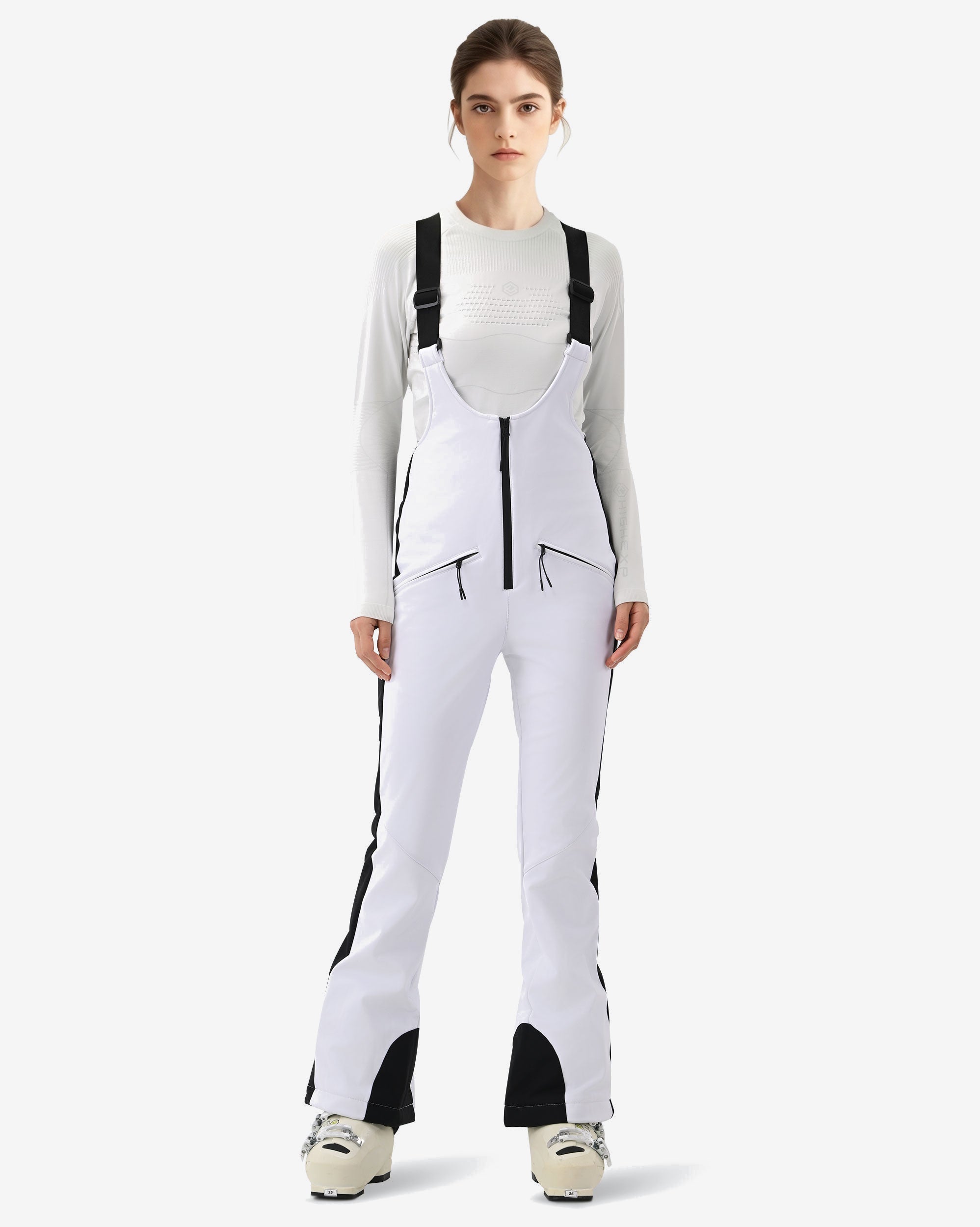 Slim Fit Ski Bib Pants Women – Front View on #F5F5F5 background