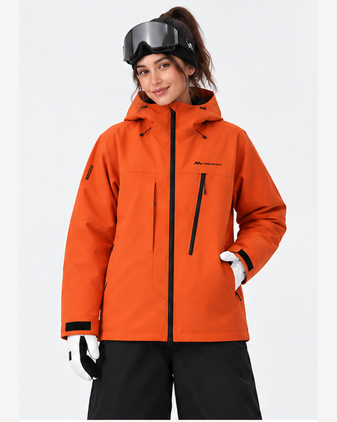 HIGH EXPERIENCE Women's 3L RECCO Waterproof Ski Jacket - Orange