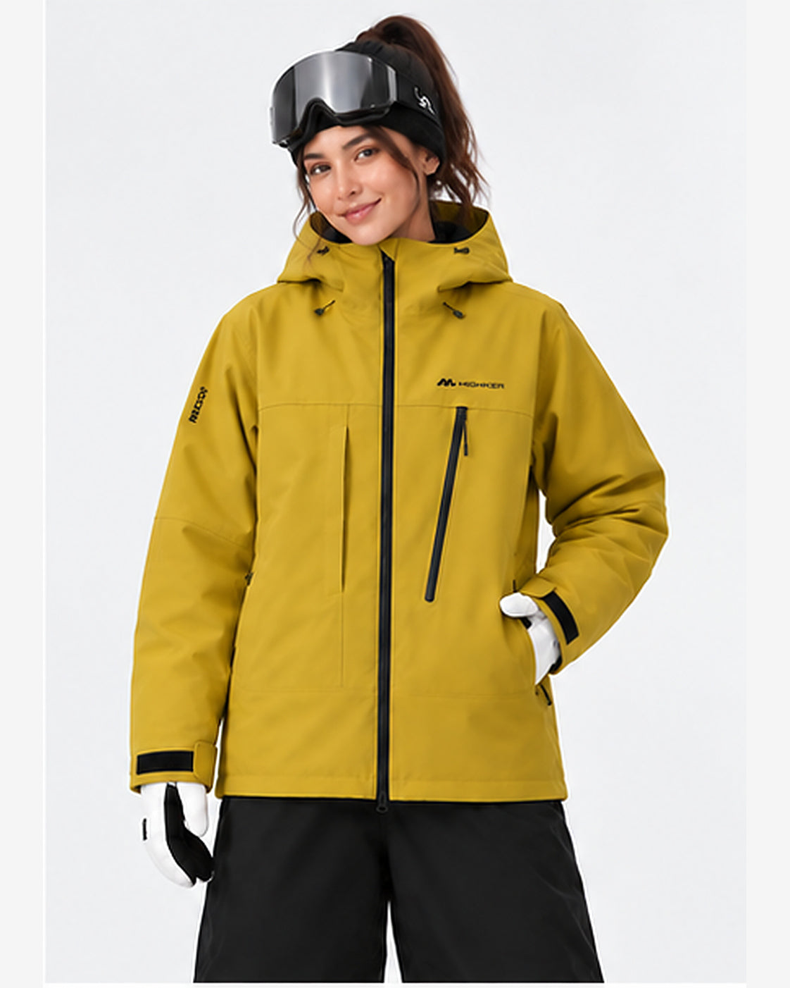 HIGH EXPERIENCE Women's 3L RECCO Waterproof Ski Jacket - Yellow